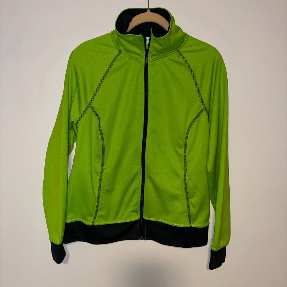 Silverwear New York Womens M Athletic Full Zip Jacket Lime Green Black